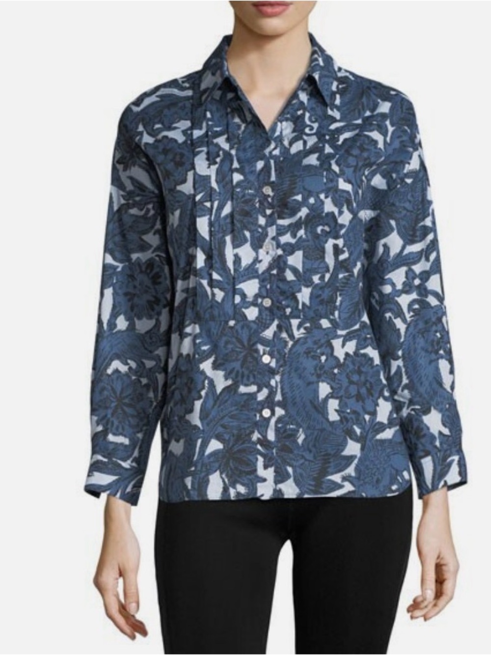 NWOT Burberry Posy Poplin Printed Bib Shirt sz 14
